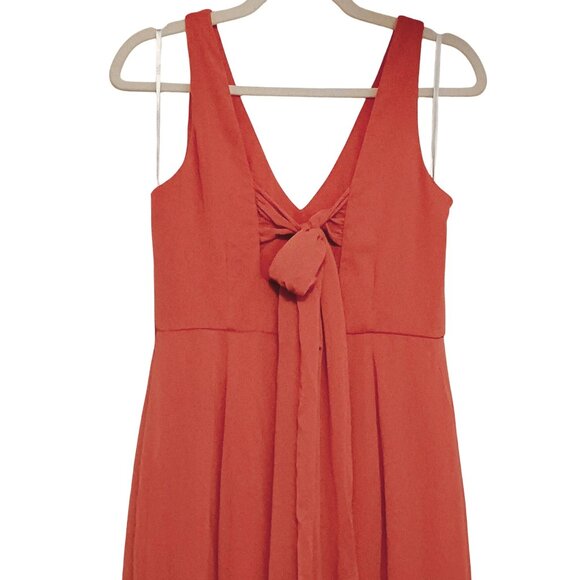 NEW Social Bridesmaids‎ Sleeveless Tie Back Chiffon Trumpet Gown Amber Sunset 8 - Picture 6 of 14